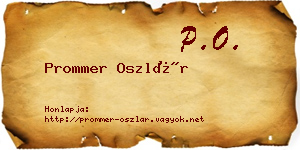 Prommer Oszlár névjegykártya